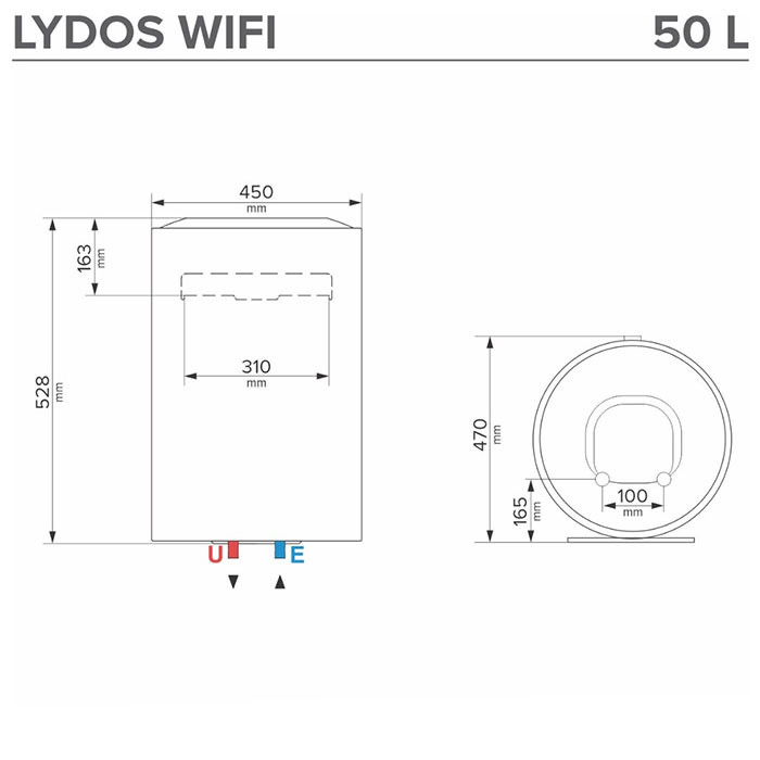 Вертикален бойлер Ariston LYDOS WIFI 50 V 1.8K EN EU
