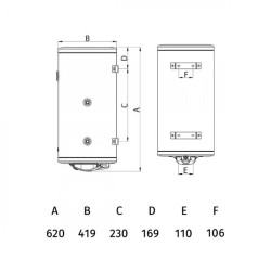 Вертикален бойлер Tedan Comby BT 50 inox 2kW с дясна серпентина