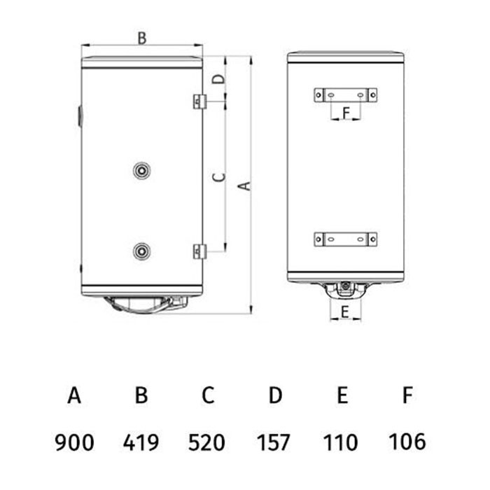 Вертикален бойлер Tedan Comby BT 80 inox  2kW с дясна серпентина