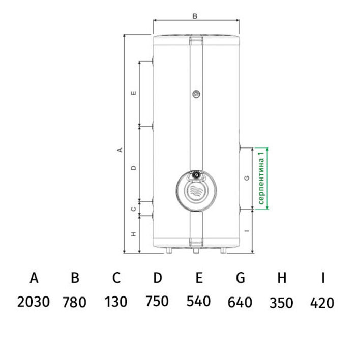 Стоящ бойлер Tedan Comby inox BT 500л, 6kW - неръждаем със серпентина