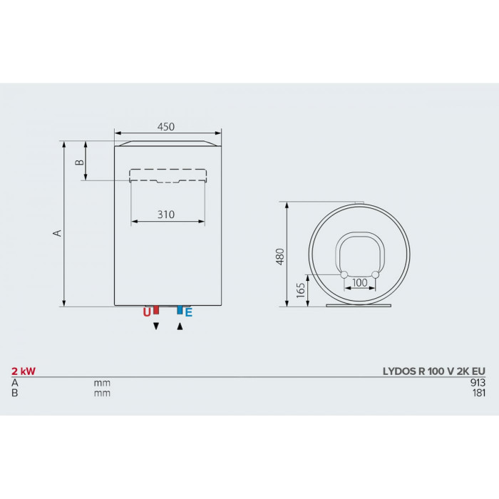 Вертикален бойлер Ariston LYDOS R 100 V 2K EU