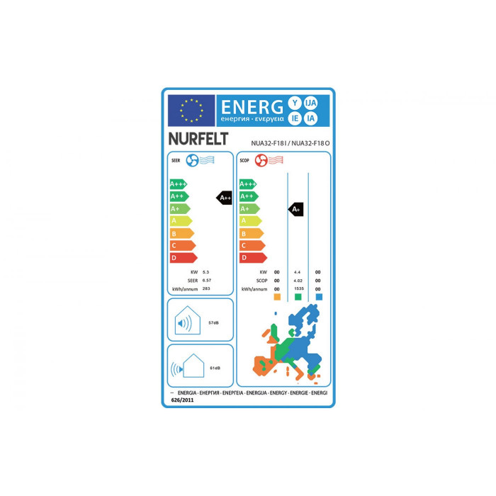 Инверторен климатик Nurfelt NUA32-F18I/NUA32-F18O, 18000 BTU, Клас A++